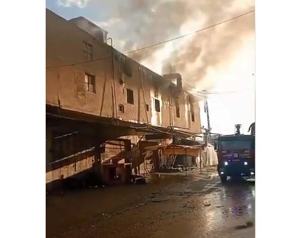 حريق داخل ملحمة في المدينة الصناعية - سينيق