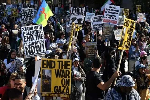 تظاهرات في مدن أميركية تضامنًا مع الشعب الفلسطيني ورفضًا لاستمرار العدوان