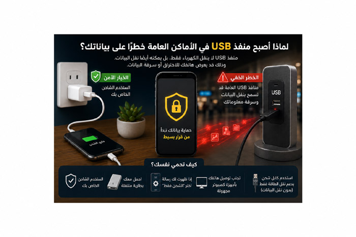 لماذا أصبح منفذ USB في الأماكن العامة خطرًا على بياناتك؟