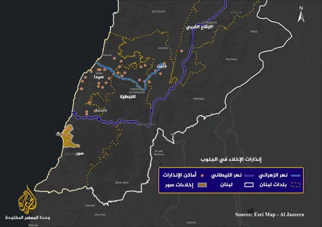 إلى أين يذهب النازحون؟ خريطة تكشف كيف تضيق المساحات أمام سكان جنوب لبنان